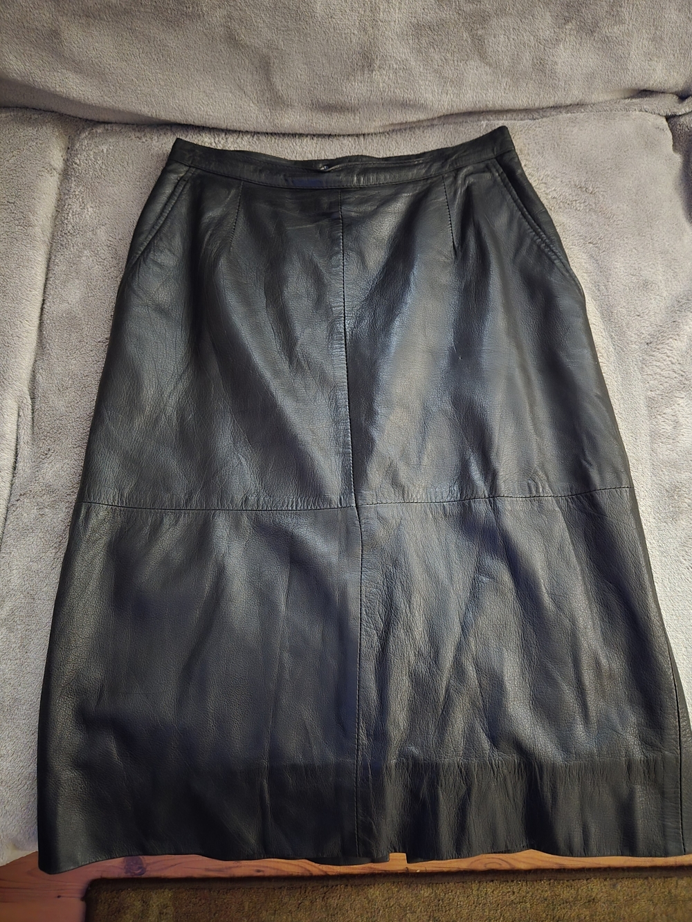 Genuine German Black Leather A-Line Skirt